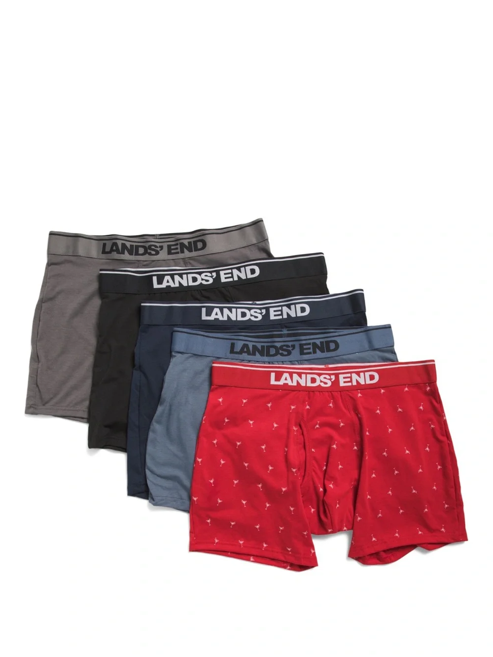 LANDS’ END Men’s 5 Pack Knit Boxer Briefs NWT